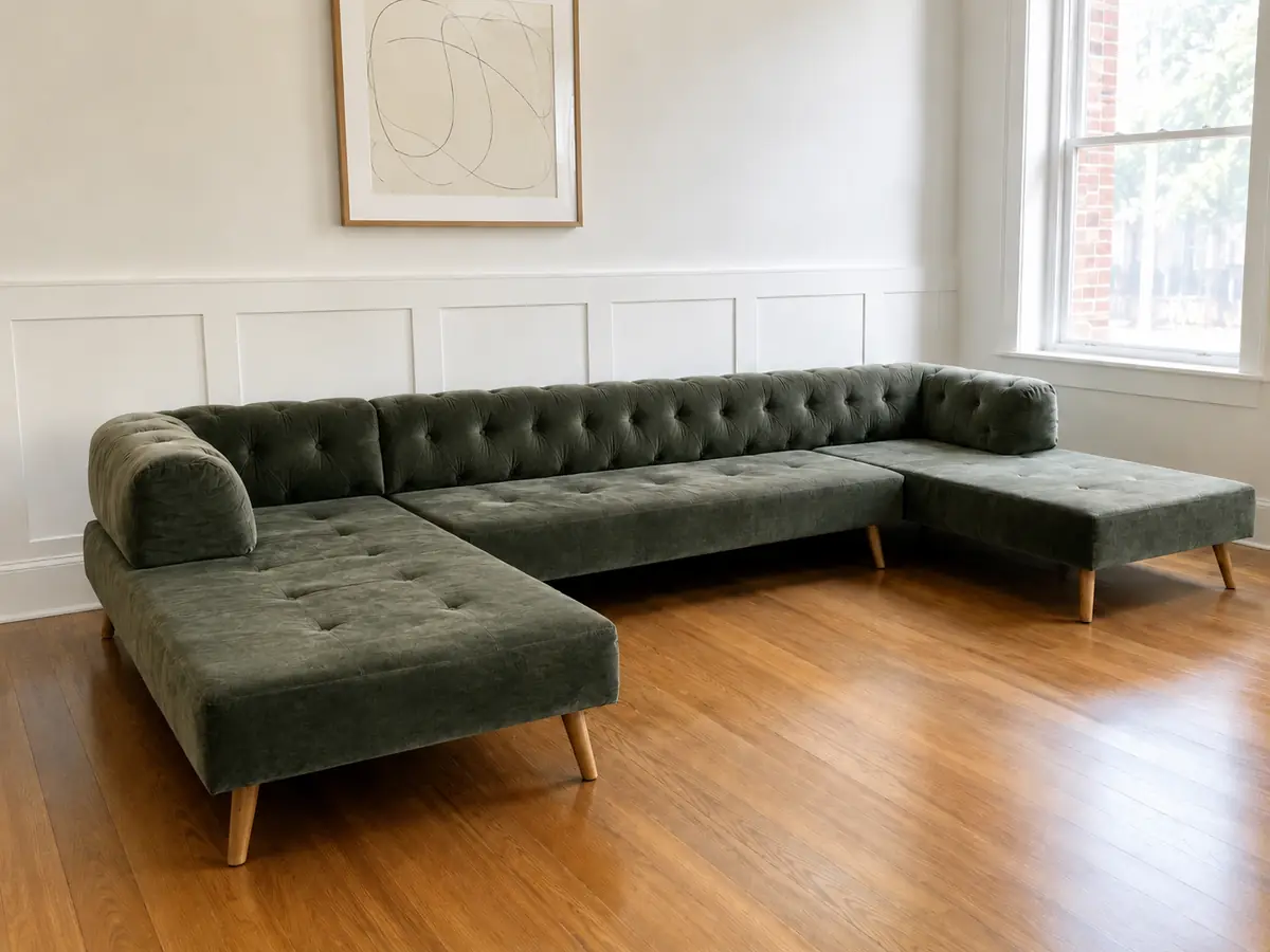 A living-room couch before professional cleaning in Orlando, FL