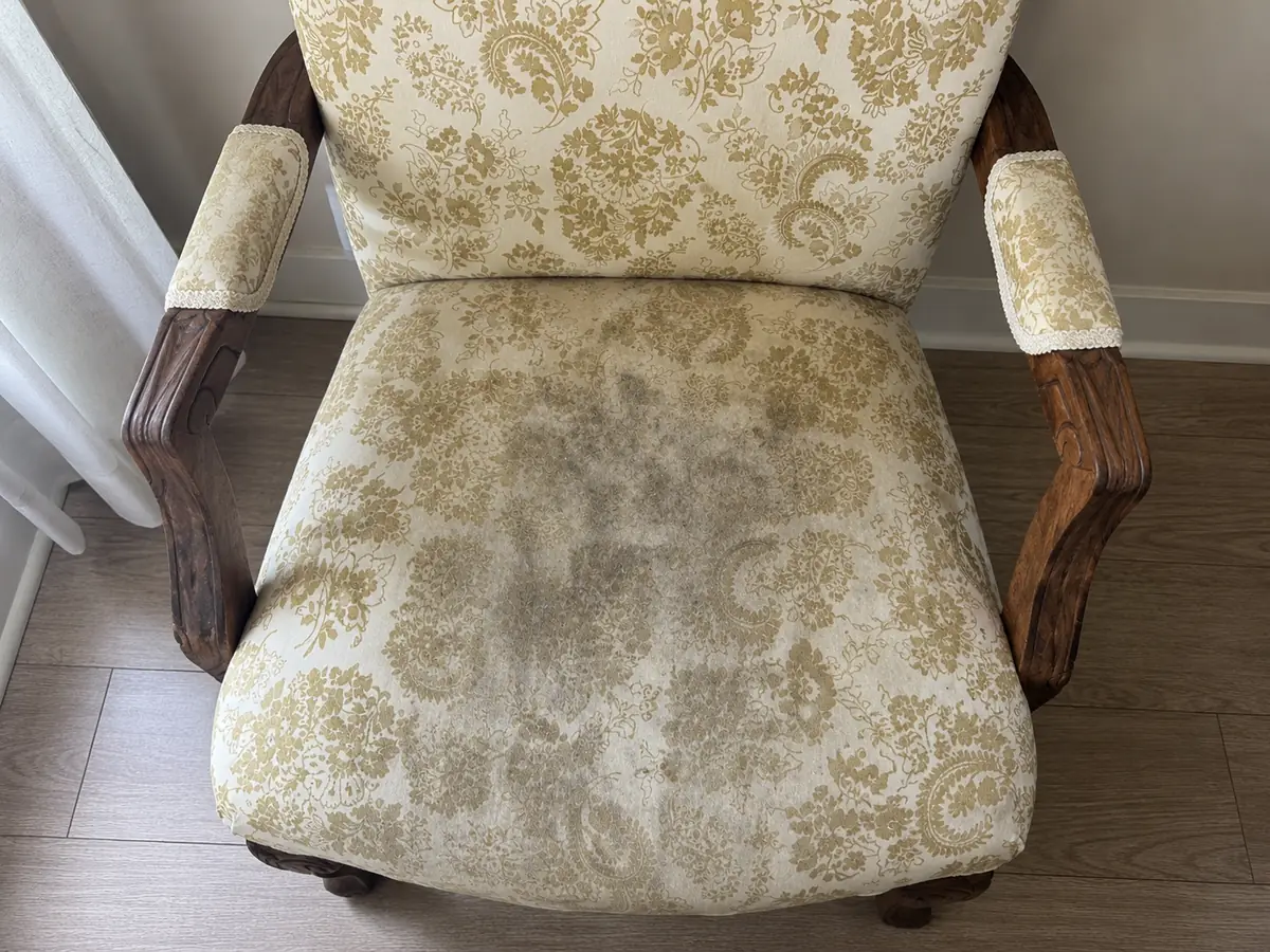 Armchair before, Armchair before and after cleaning in Orlando, FL