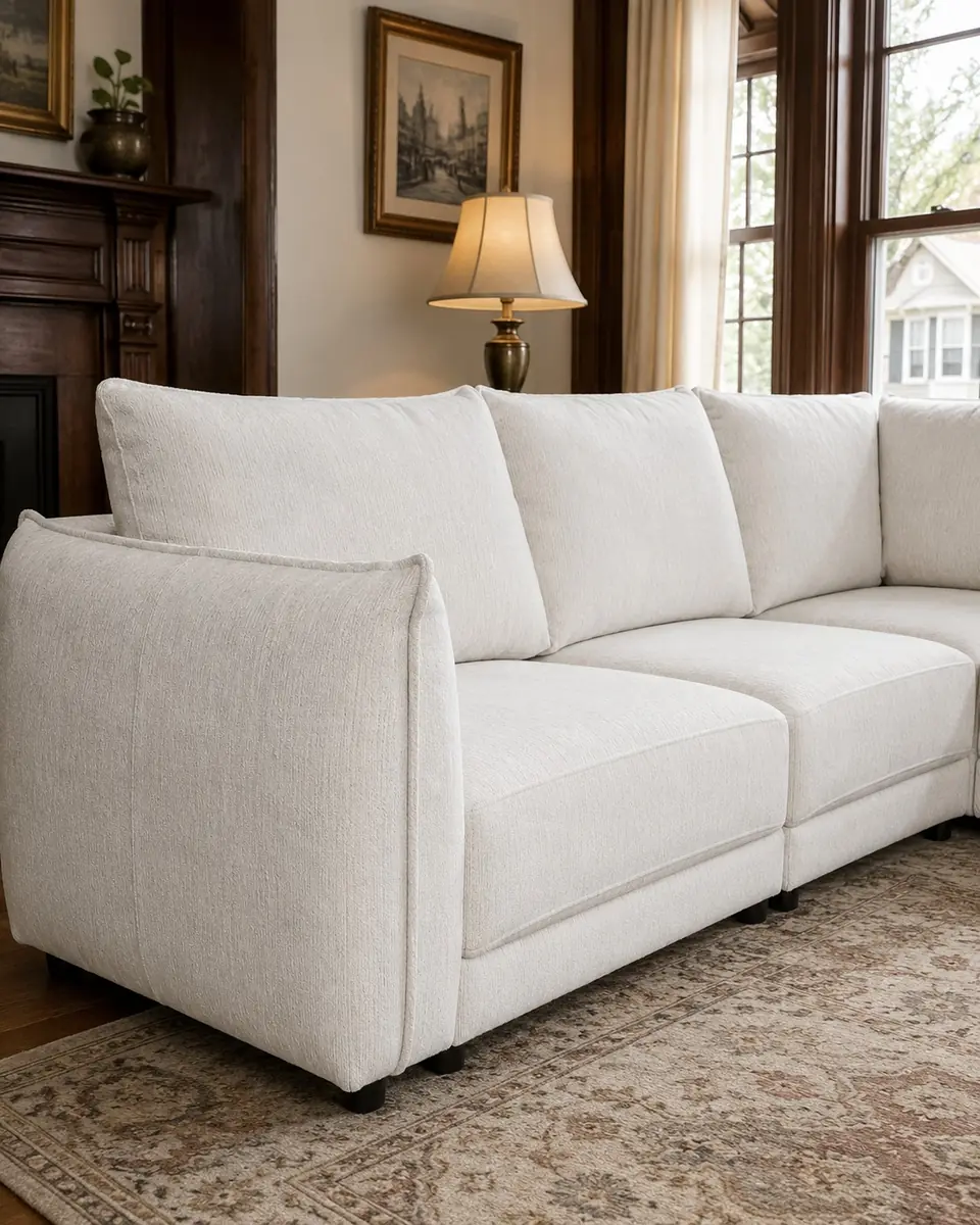 Freshly cleaned sofa in an Orlando, FL living room