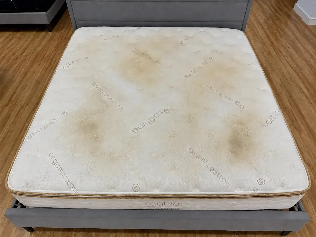 Mattress stain removal before, Mattress stain before and after cleaning in Orlando, FL