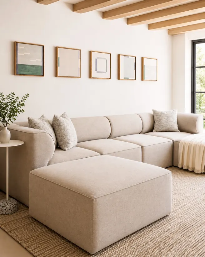 Freshly cleaned sectional sofa in an Orlando, FL living room
